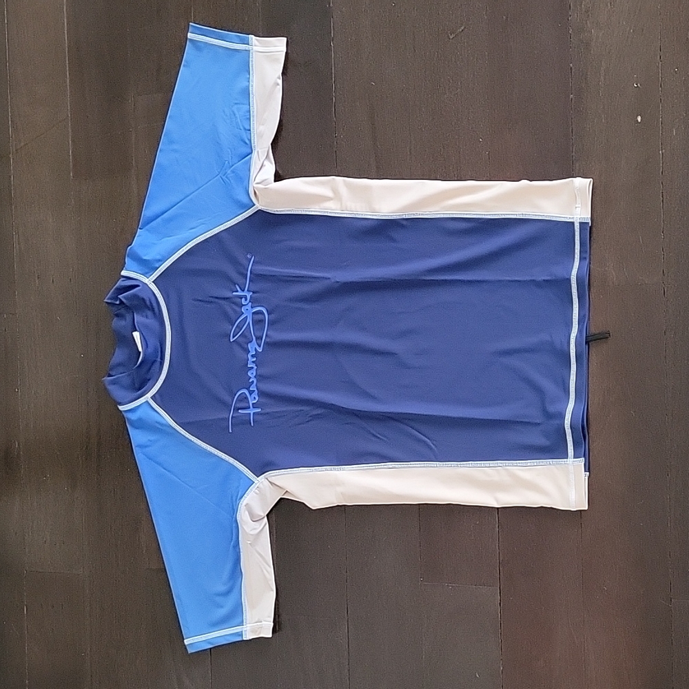 BOY'S PANAMA JACK BLUE AND GREY RASHGUARD BATHING SUIT SHIRT SIZE L